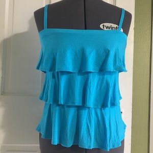 Gap turquoise ruffled summer tank top extra small